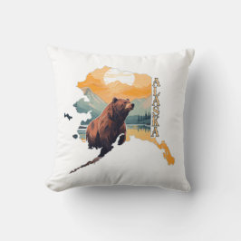 Alaska Outline Bear and Mountains Kudde