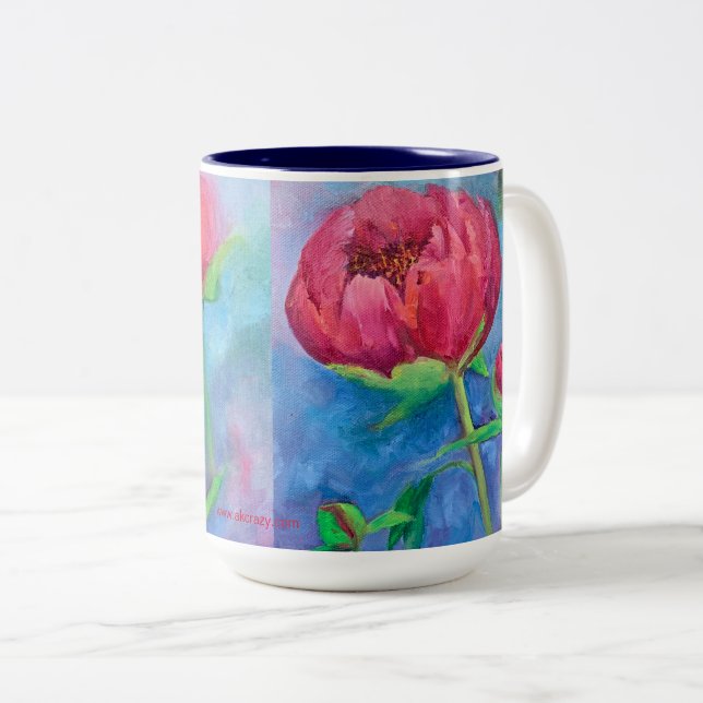 Alaska Peonies 15 oz kaffe mugg (Framsida höger)