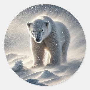 Alaska Polar Bear Snowstorm Runt Klistermärke