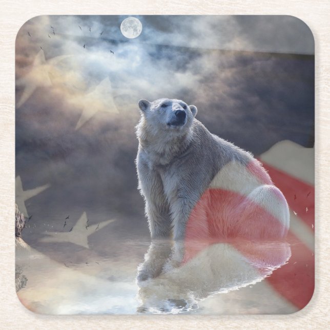 Alaska Polar Bear Underlägg Papper Kvadrat (Framsidan)