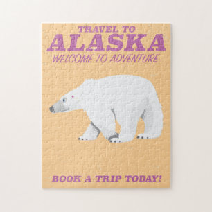 Alaska Polar Bear vintage resor poster Pussel