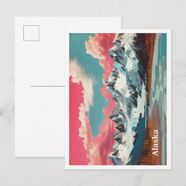 Alaska Pop Art Travel Illustration Vykort (Fram/baksida)