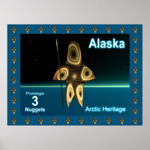 Alaska Postage- Fractal Inuit Hunter Poster