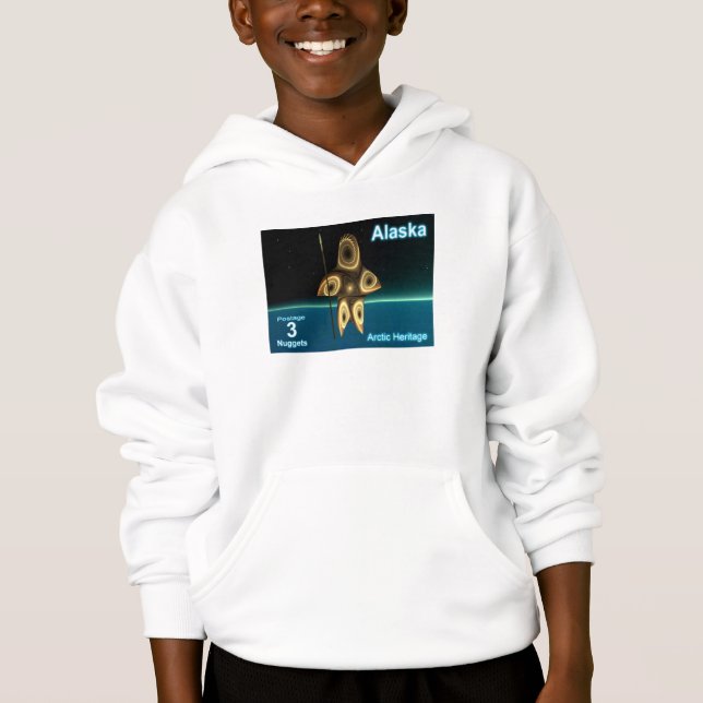 Alaska Postage - Fractal Inuit Hunter Tee Shirt (Framsida)