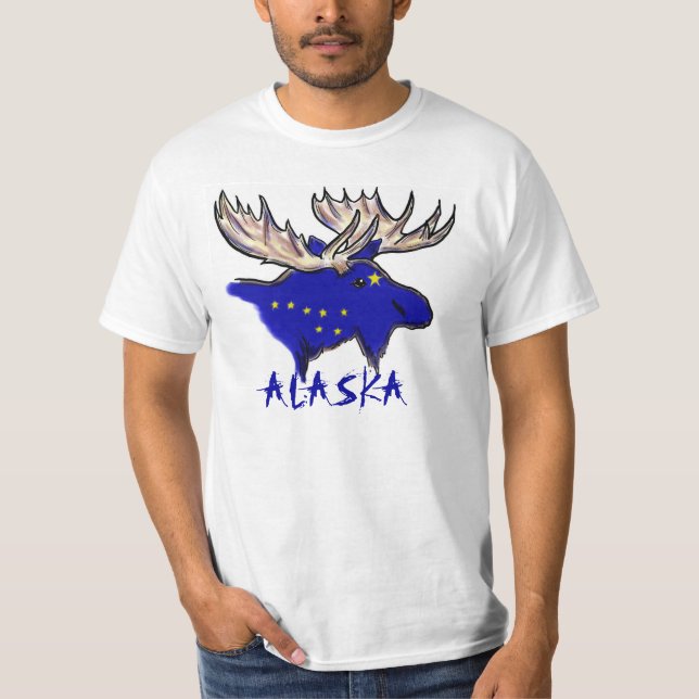 Alaska pride elk statlig flagga anpassade value T Tröja (Framsida)
