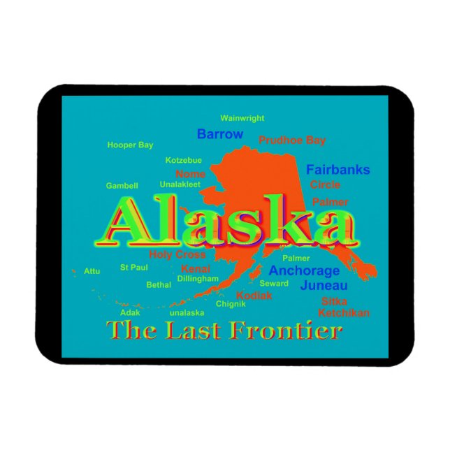 Alaska Pride Karta Silhouette Magnet (Horisontell)