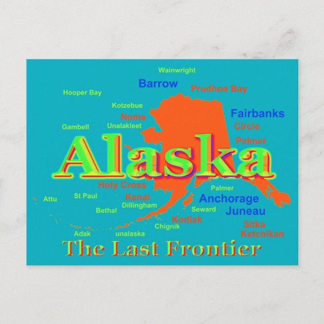Alaska Pride Karta Silhouette Vykort (Framsida)