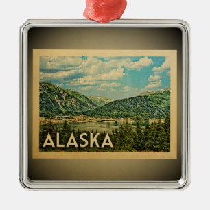 Alaska prydnadvintage resor julgransprydnad metall