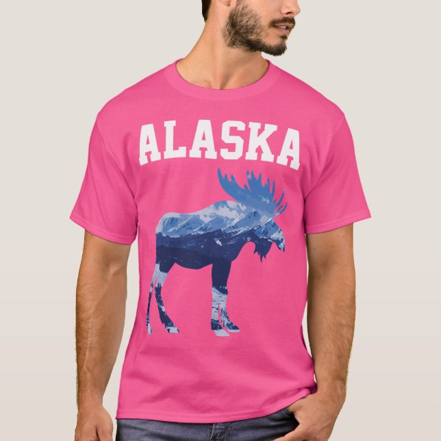 Alaska Pure Nature Mountains Alaska Moose Gift T Shirt (Framsida)
