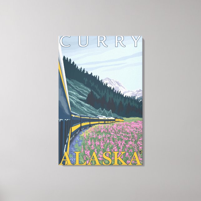 Alaska Railroad Scene - Curry, Alaska Canvastryck (Framsida)