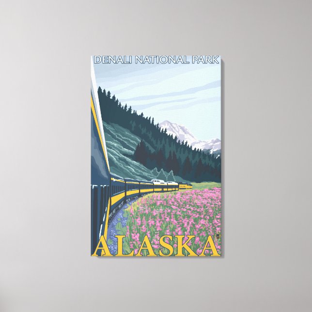 Alaska Railroad Scene - Denali Nat'l Park, Alask Canvastryck (Framsida)