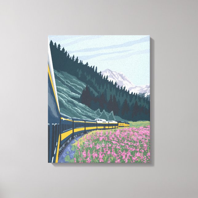 Alaska Railroad Scene - Denali Nat'l Park, Alask Canvastryck (Framsida)