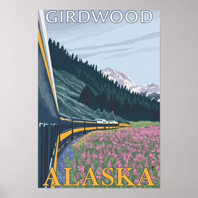 Alaska Railroad Scene - Girdwood, Alaska Poster (Framsidan)