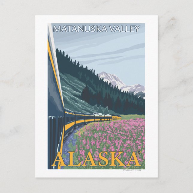 Alaska Railroad Scene - Matanuska Valley, Alaska Vykort (Framsida)