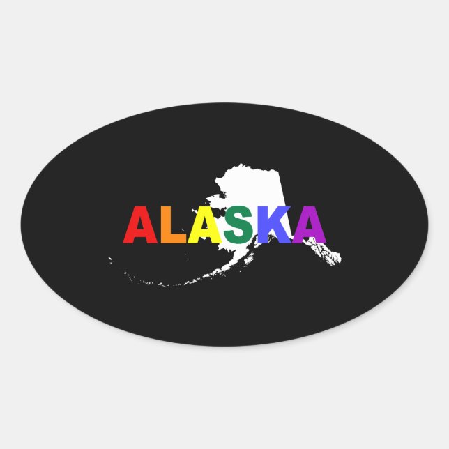 Alaska Rainbow State 2 Ovalt Klistermärke (Framsida)