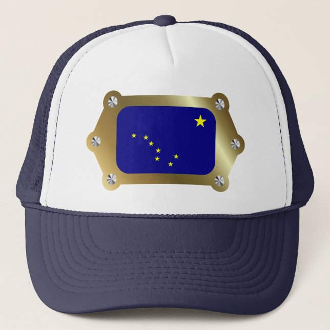 Alaska ramed Flagga Hat Truckerkeps (Framsida)
