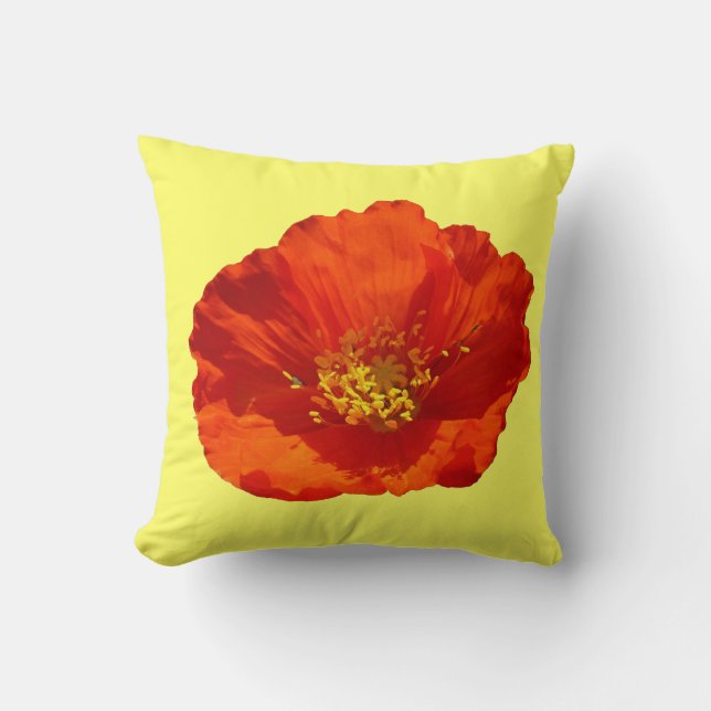 Alaska Red Poppy Colorful Flower Kudde (Framsida)