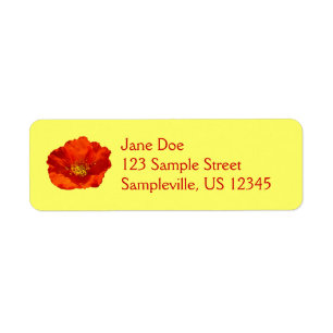 Alaska Red Poppy Colorful Flower Returadress Etikett