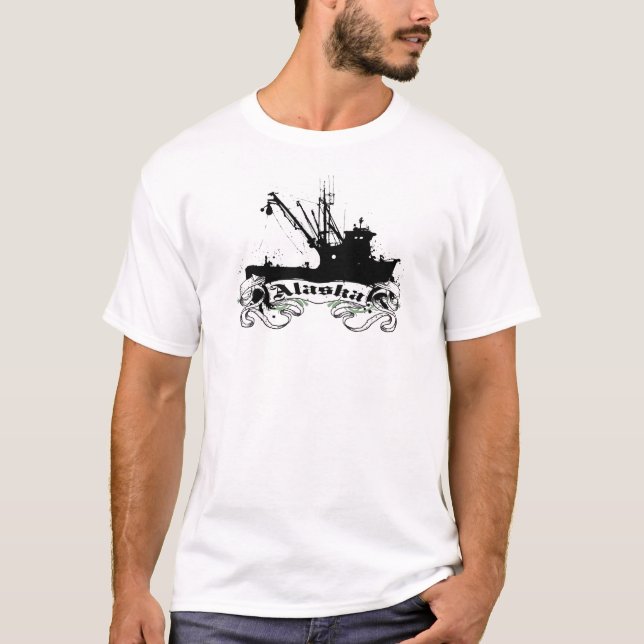 Alaska "reklamfilmfiskebåt ", tee shirt (Framsida)