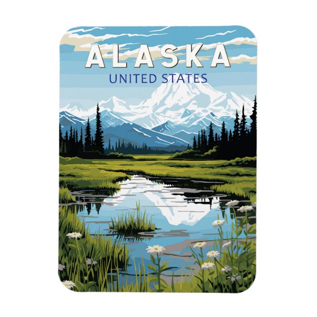 Alaska Resa Konst Vintage Magnet (Vertikal)