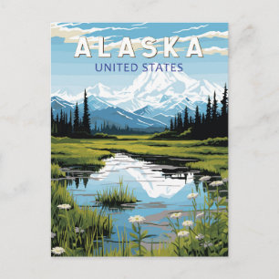 Alaska Resa Konst Vintage Vykort