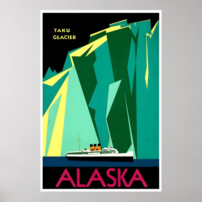 Alaska Resor Poster Taku Glacier Konst Kryssning S (Framsidan)