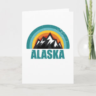 Alaska Retro Solnedgång Present Amerikanska Stater Kort