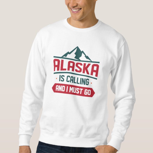 Alaska ringer och jag måste gå. lång ärmad tröja (Framsida)