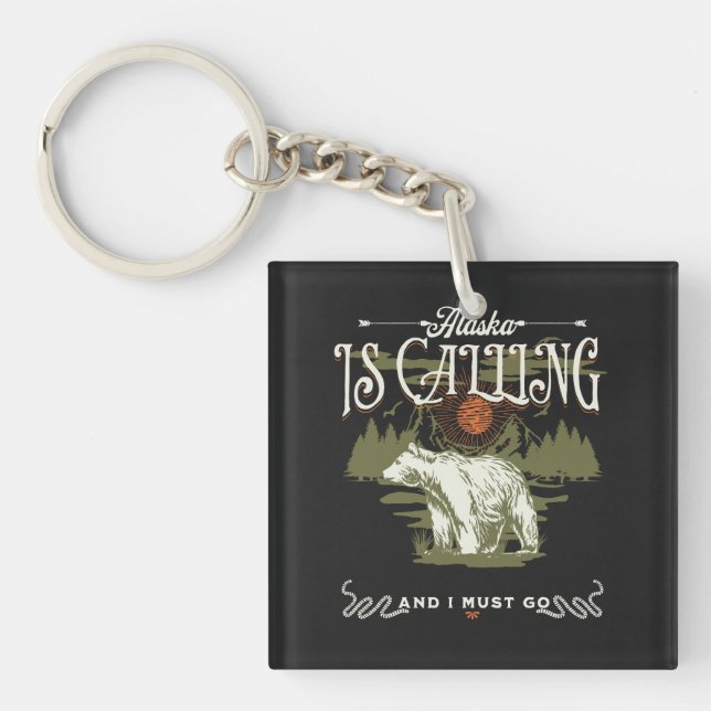 Alaska ringer och jag måste gå på Design Keychain. (Framsidan)