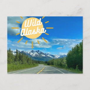Alaska Road Resa Mountain Photography Postcard Vykort