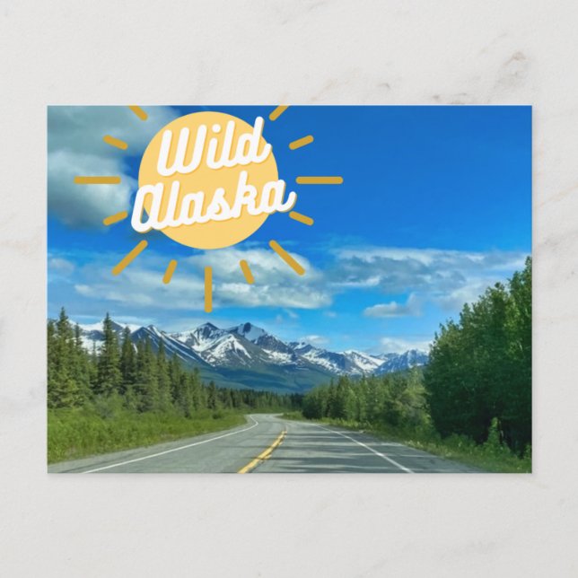 Alaska Road Resa Mountain Photography Postcard Vykort (Framsida)