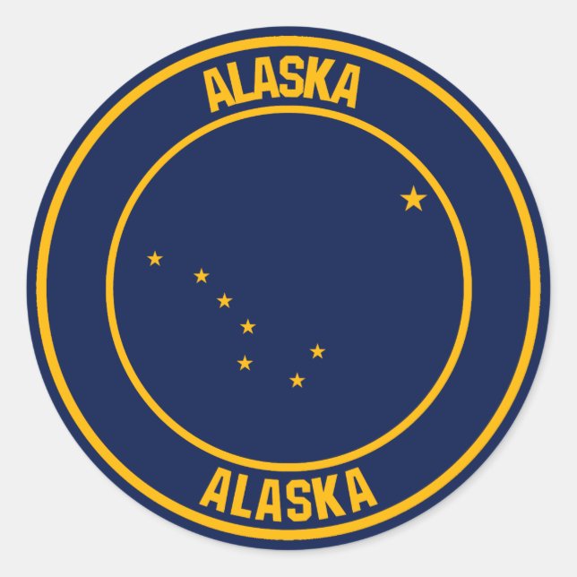 Alaska Round Emblem Runt Klistermärke (Framsida)