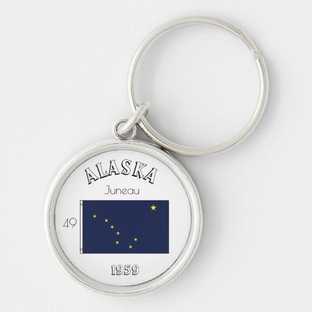 Alaska Rund Silverfärgad Nyckelring (Framsidan)