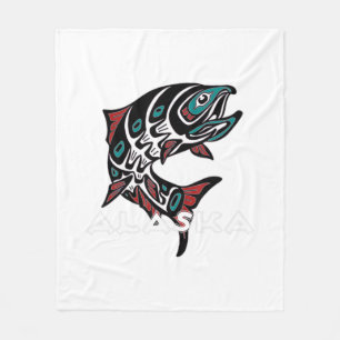 Alaska Salmon Fishing Native American Ingenus T Fleecefilt