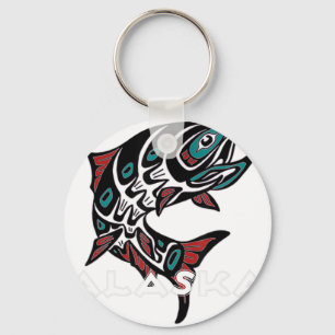 Alaska Salmon Fishing Native American Ingenus T Nyckelring