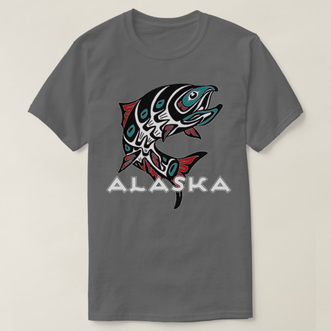 Alaska Salmon Fishing Native American Ingenus T Shirt (Design framsida)