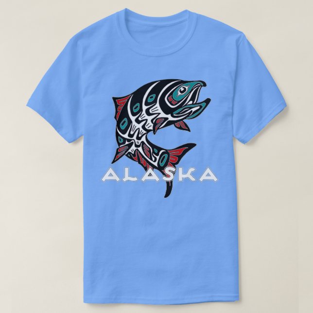 Alaska Salmon Fishing Native American Ingenus T Shirt (Design framsida)