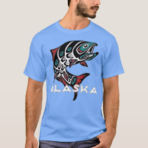 Alaska Salmon Fishing Native American Ingenus T Shirt