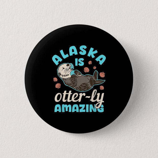 Alaska Sea Otter Vacation Souvenir Knapp (Framsida)