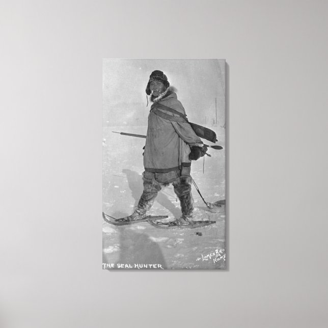 Alaska Seal Hunter med snöskon Fotografi Canvastryck (Framsida)