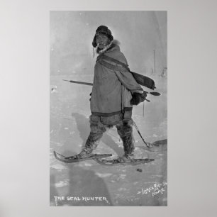 Alaska Seal Hunter med snöskon Fotografi Poster