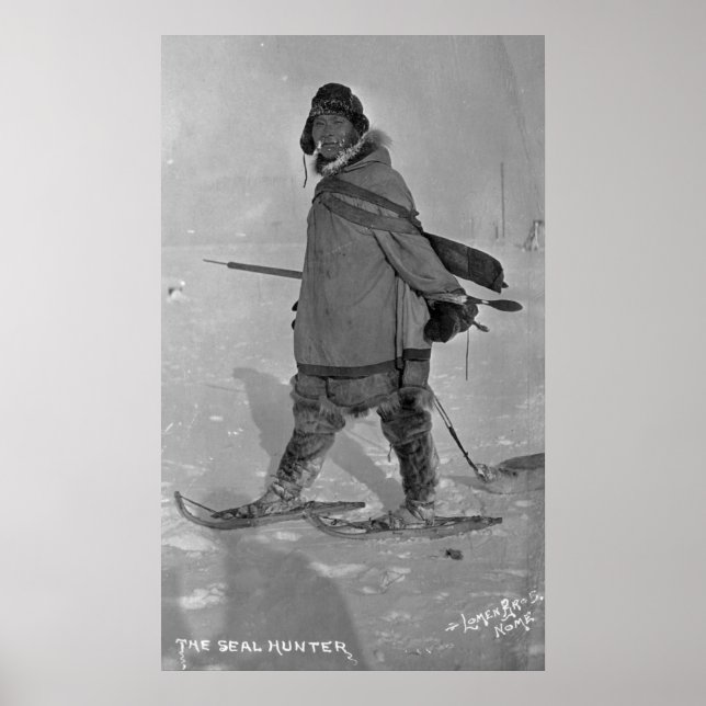 Alaska Seal Hunter med snöskon Fotografi Poster (Framsidan)