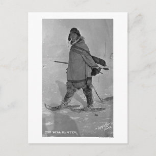Alaska Seal Hunter med snöskon Fotografi Vykort