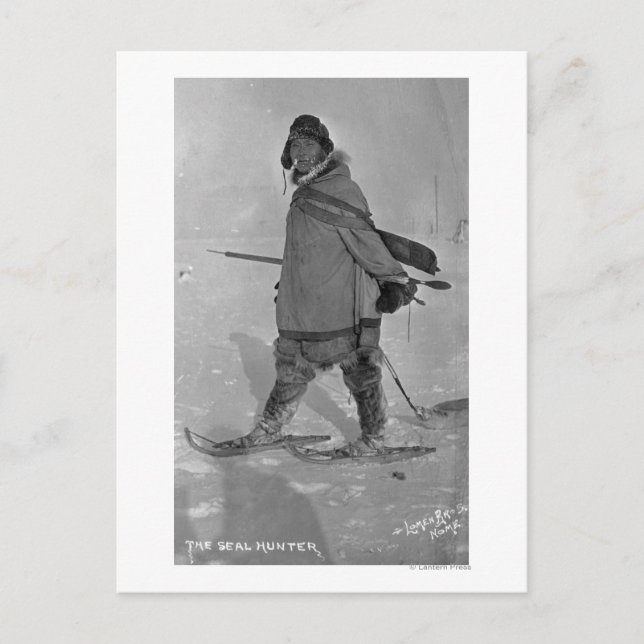 Alaska Seal Hunter med snöskon Fotografi Vykort (Framsida)