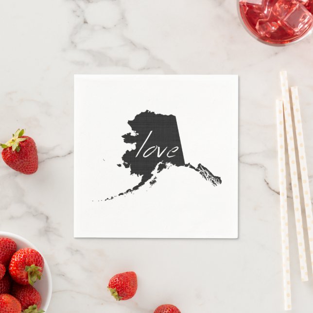 Alaska Shaped Black Chalkboard Alaska Kärlek Pappersservett (Insitu)