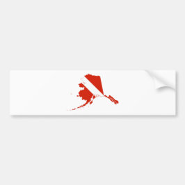 Alaska Shaped Scuba Diver Red White Dive Flagga Bildekal