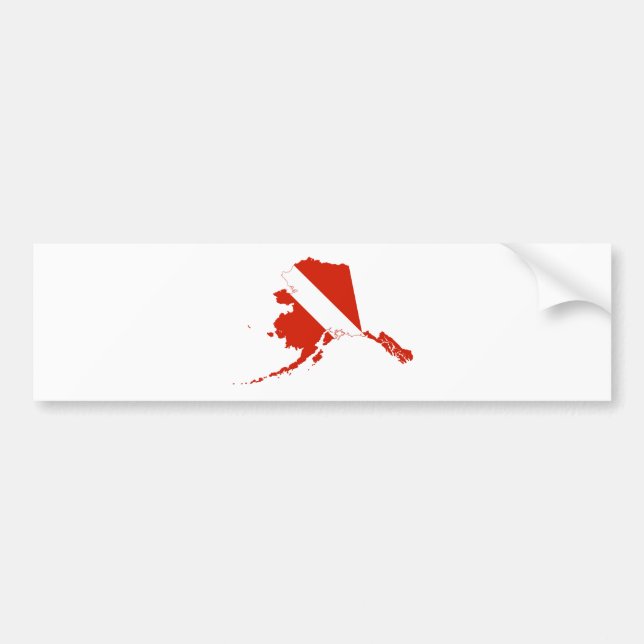 Alaska Shaped Scuba Diver Red White Dive Flagga Bildekal (Framsidan)