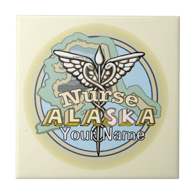 Alaska Sjuksköterska Caduceus Kakelplatta (Framsidan)