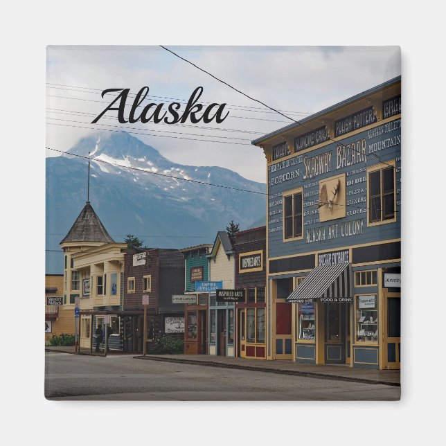 Alaska Skagway Town Byggnad Photo Magnet (Framsidan)