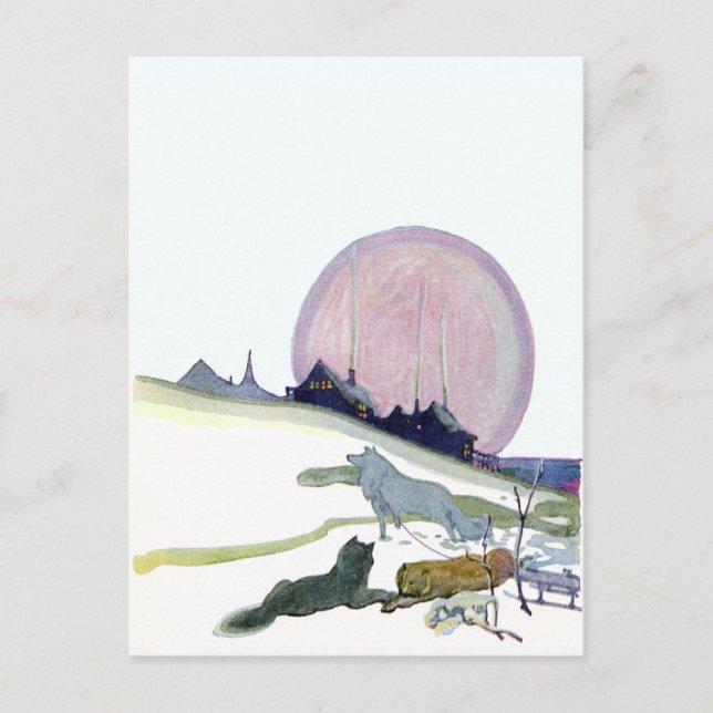 Alaska Sled Hundar i Snö Vykort (Framsida)